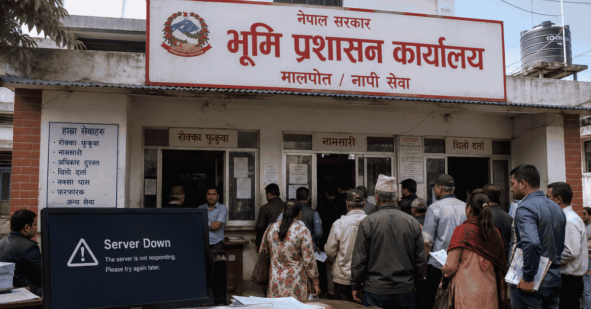 भूमि प्रशासनको सर्भर डाउन हुँदा सेवाग्राही मर्कामा